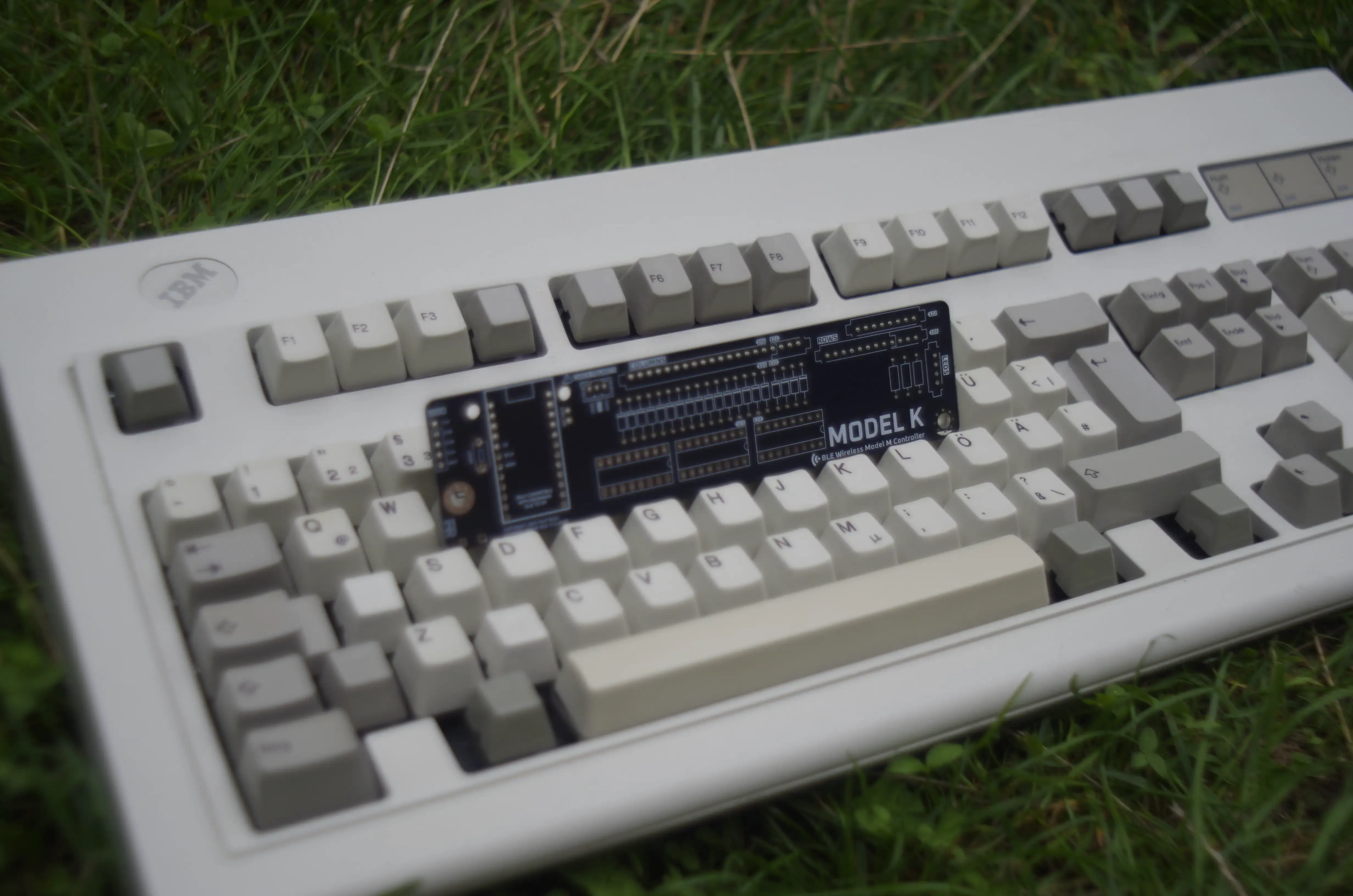 Final modelk PCB on a Model M. Shot with my Pentax K-30 I repaired and a Pentacon 50 mm f/1.8.