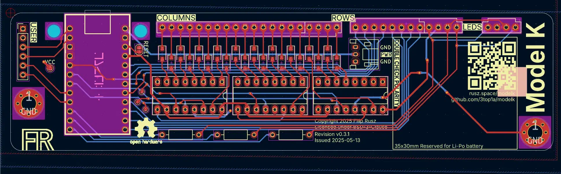 The PCB layout of the first modelk.