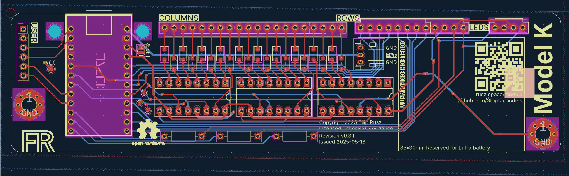 The PCB layout of the first modelk.